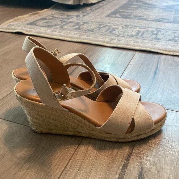 J. Crew Canvas Espadrille Wedges with Ankle Strap - Picture 2 of 5